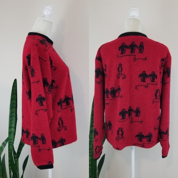 VTG L.L. Bean Penguin Fleece Pullover - Picture 4 of 8